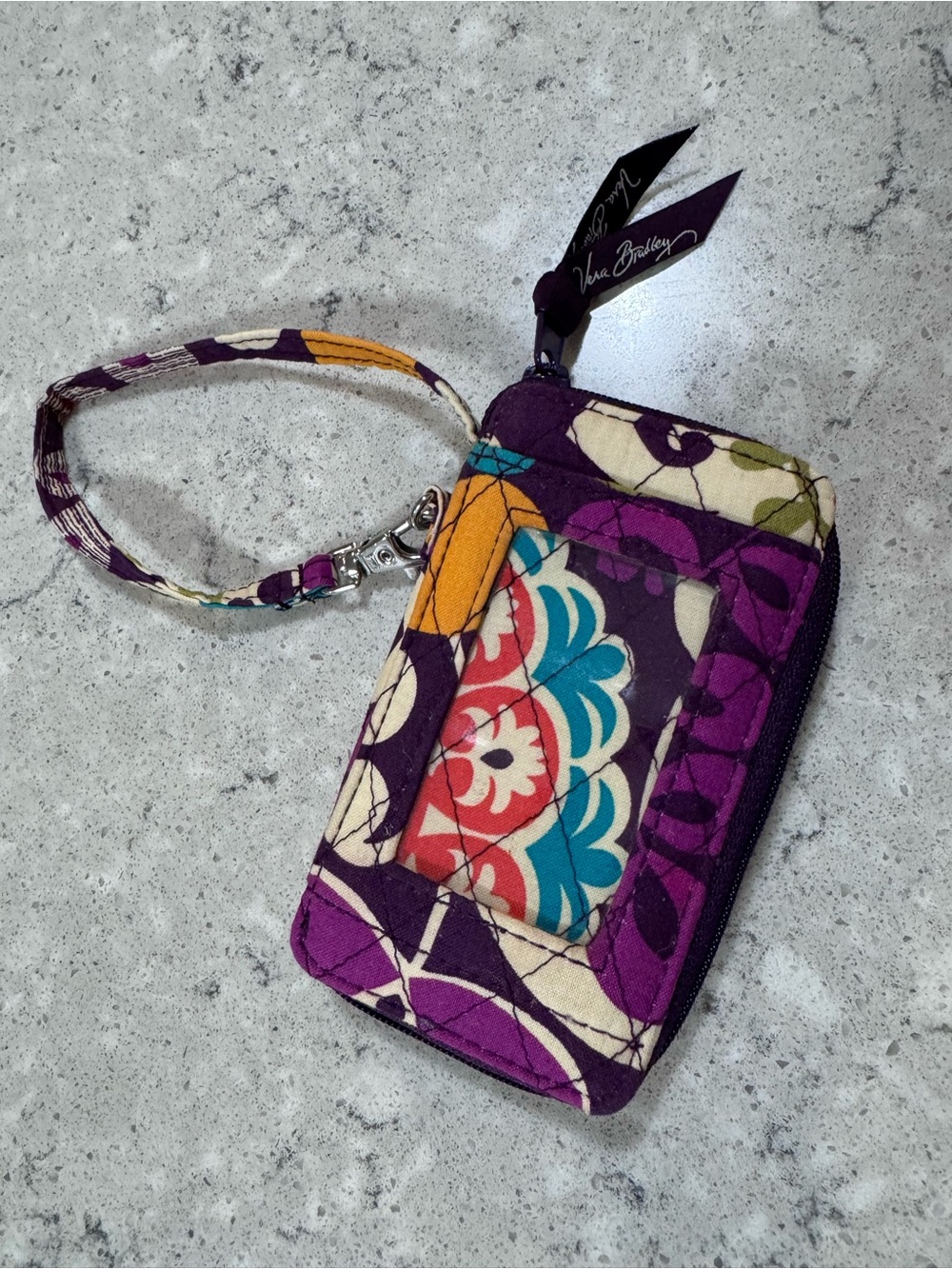 Vera Bradley Multicolor Quilted Wristlet Wallet in Purple and Teal